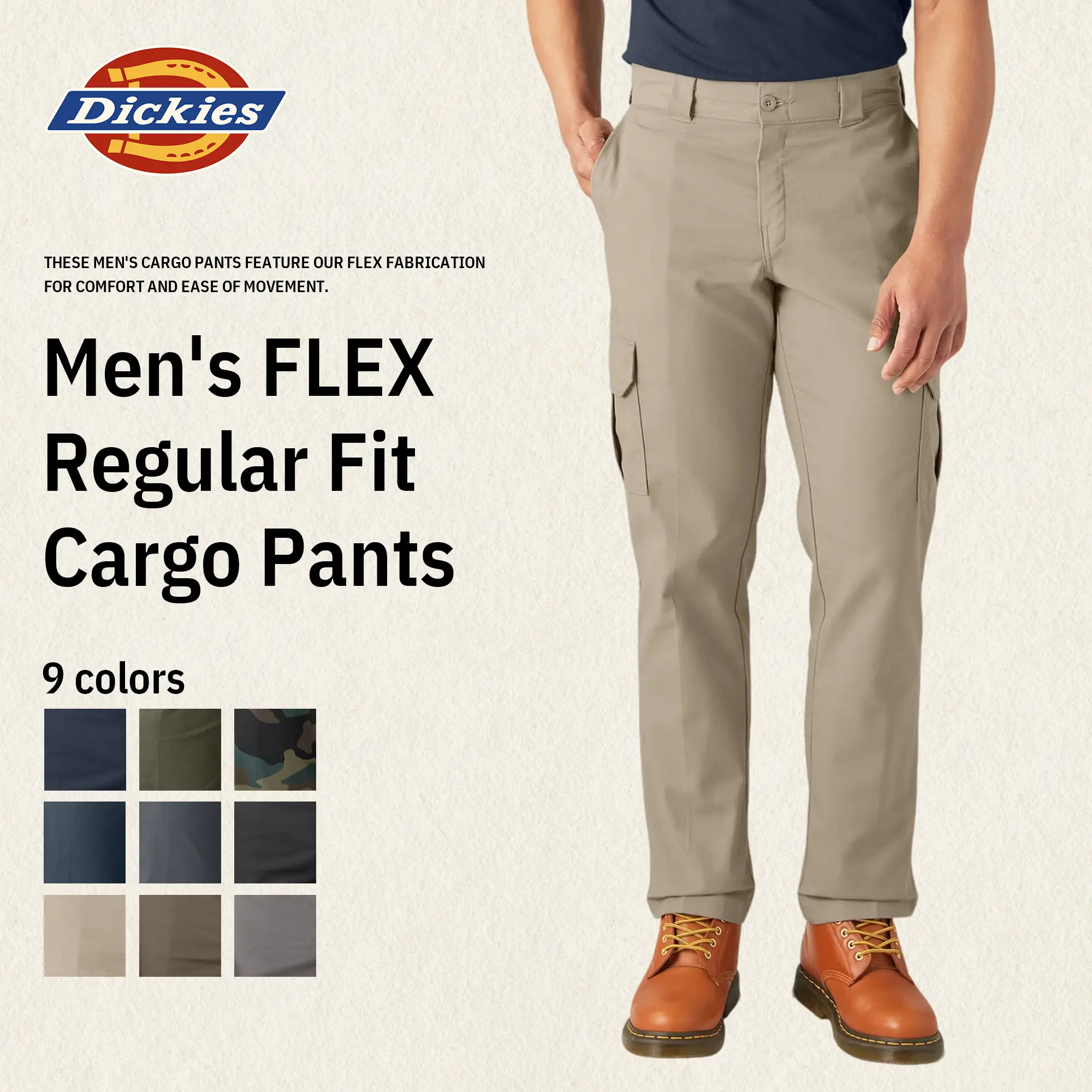 Dickies  Men's FLEX Regular Fit Cargo Pants, Comfortable & Flexible, Straight Leg Versatile, Expandable Cargo Pockets