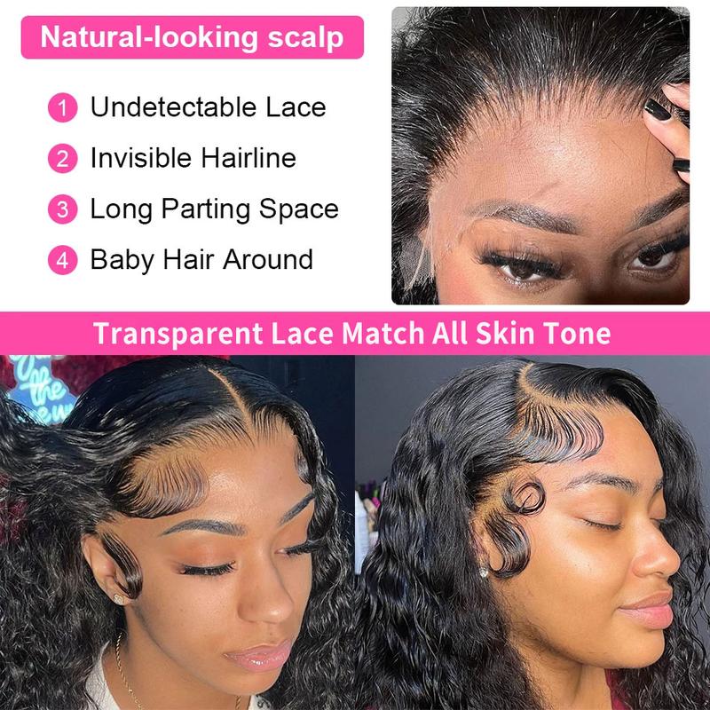 Bling Hair 13x6 13x4 Deep Wave Lace Front Glueless Wigs Human Hair 180% Density Deep Wave Frontal Wigs Human Hair HD Lace 38 Inch Curly Wigs for Black Women Pre Plucked with Baby Hair Curly Lace Front Wig TikTokShopHolidayHaul