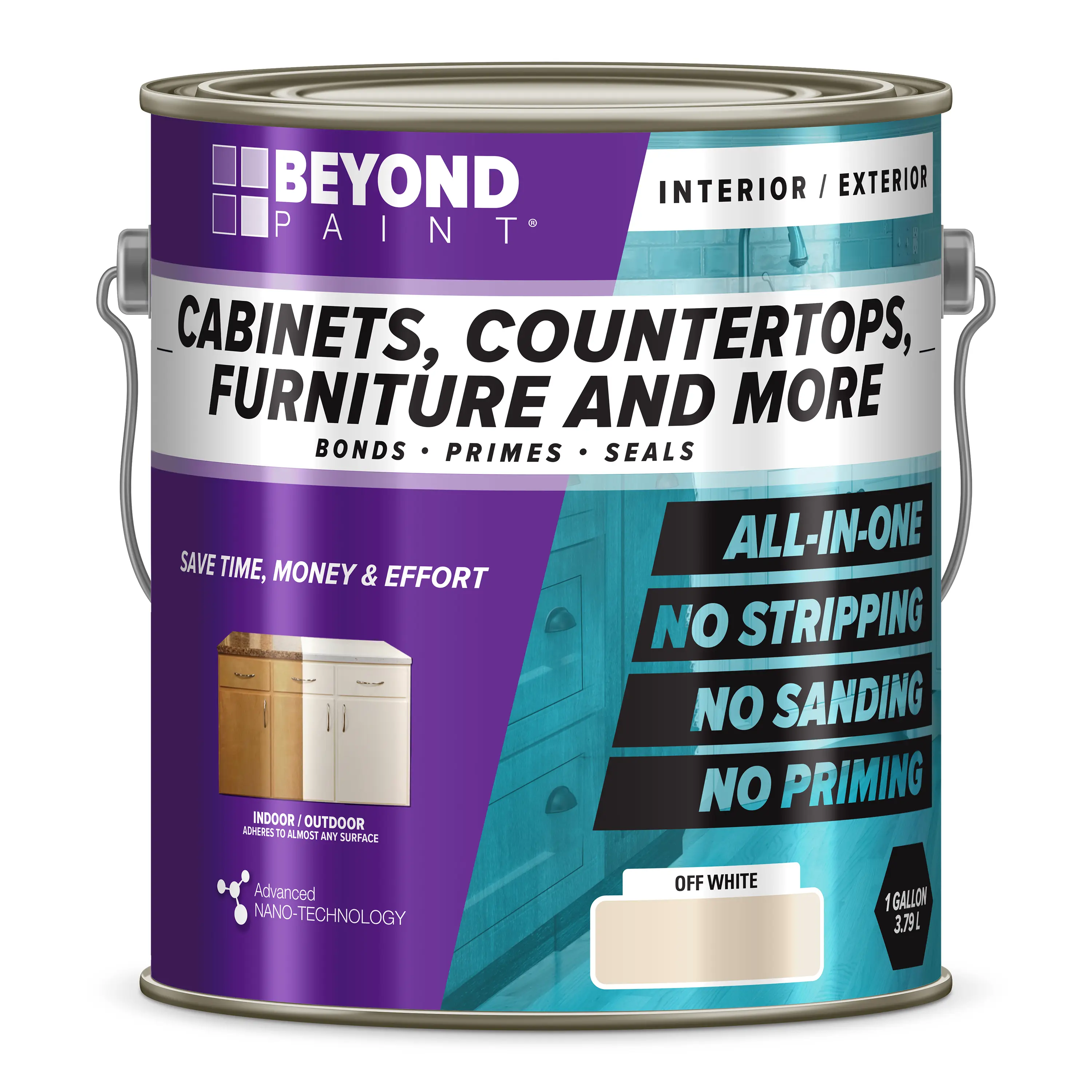 Beyond Paint All-In-One Off White Refinishing Paint for Cabinets Countertops Furniture & More Quick Easy Application Durable Washable Surface Water-Based Acrylic Home