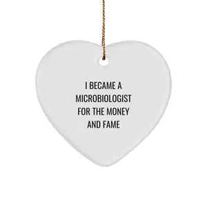 Microbiologist Gifts from Friends - Cute Heart Ornament with Funny Quote, 'I Became A Microbiologist For The Money And Fame', Perfect for Christmas Unique Gifts for Microbiologist Men or Women