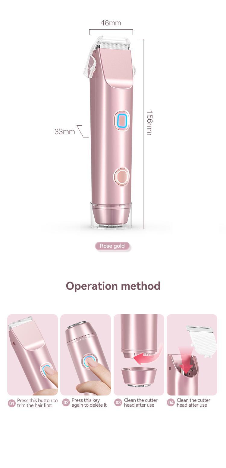 Bikini Trimmer for Women, 1 Box Rechargeable 2 in 1 Women Electric Shaver Dual Head Waterproof Hair Removal Machine for Armpits and Legs