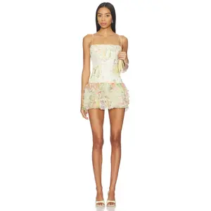 Amanda Uprichard Laureline Romper in Endive Multi