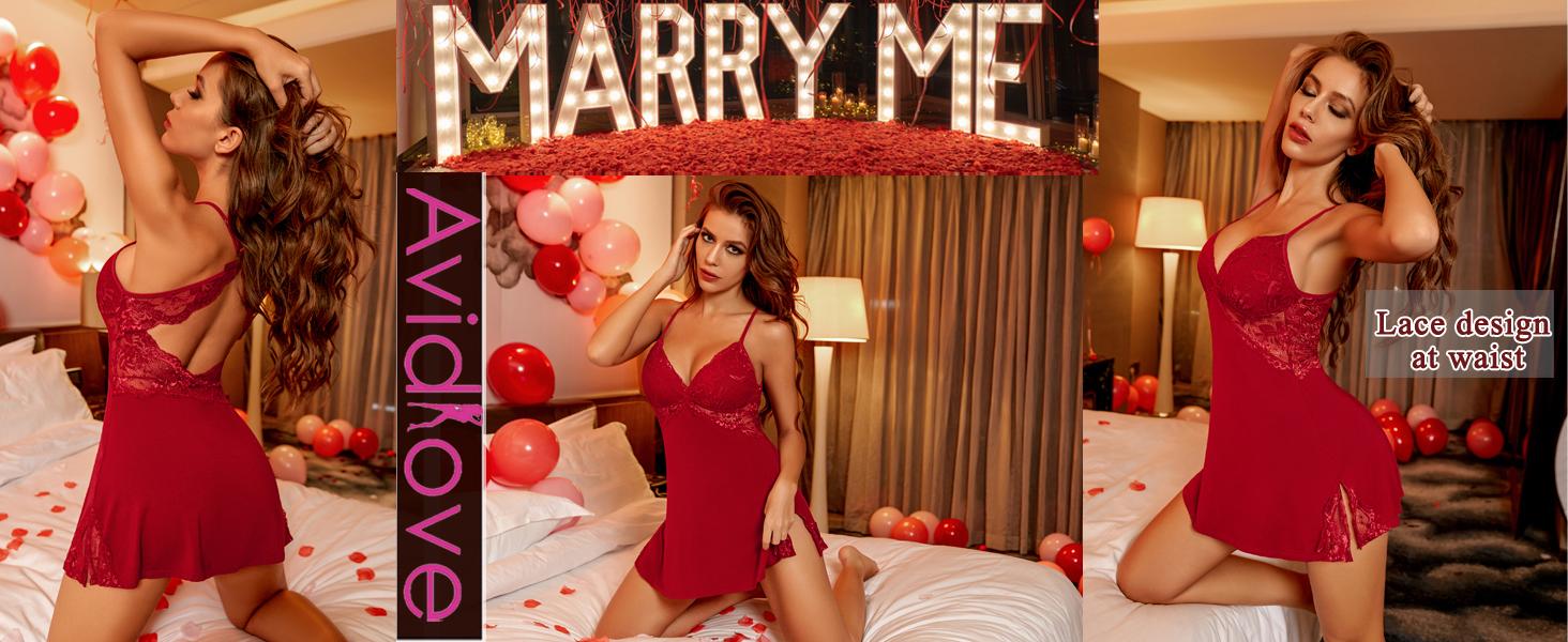 Avidlove Women Lingerie  Lace Chemise Sleepwear Nightgown Bodysuit Lingerie nightgown,Christmas Lingerie SpringStatements