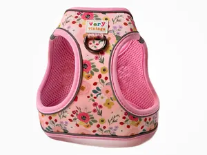 Very Vintage Garden Party Dog Harness Pink Floral Print No Pull Vest for Small Dogs & Cats Step-in Design with Velcro Closure Eco-friendly Materials