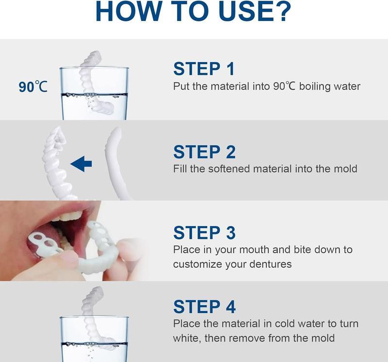 【3 PAIRS】Universal Porcelain-Look Smile Mask  2026 Family Value Set - Reusable Snap-On Fake Teeth for Men & Women (Upper)