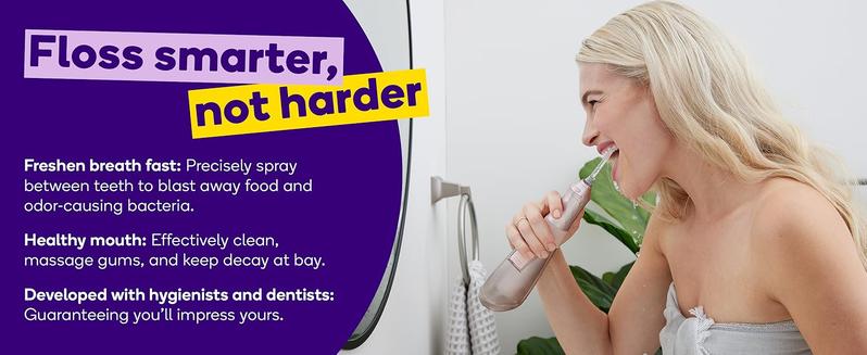 BURST Water Flosser for Teeth Cleaning – Cordless Water Flosser Picks for Plaque Removal Between Teeth, Braces & Dental Work – Electric & Portable Water Floss – Refillable 110mL Tank, 3 Modes