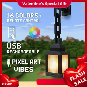 DIYCOM RGB Pixel Soul Lantern Night Lamp 3D Printing Handmade Wall Lamp Rechargeable Remote Control Four Lighting Modes for Bedroom Gaming Space Decoration New Year Gift 16 Color Led Version Valentine's Day Gift