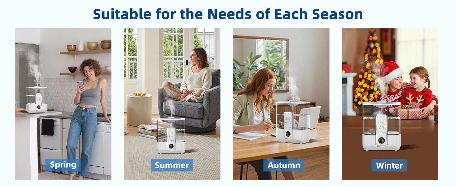 Flymoon 5L Quiet Cool Mist Humidifier for Bedroom,WiFi Control&Touchscreen,Air Humidifier for Baby & Plants, Top Fill, 28dB, 3 Mist Levels, 12H Timer for Office,Large Room,Plant House