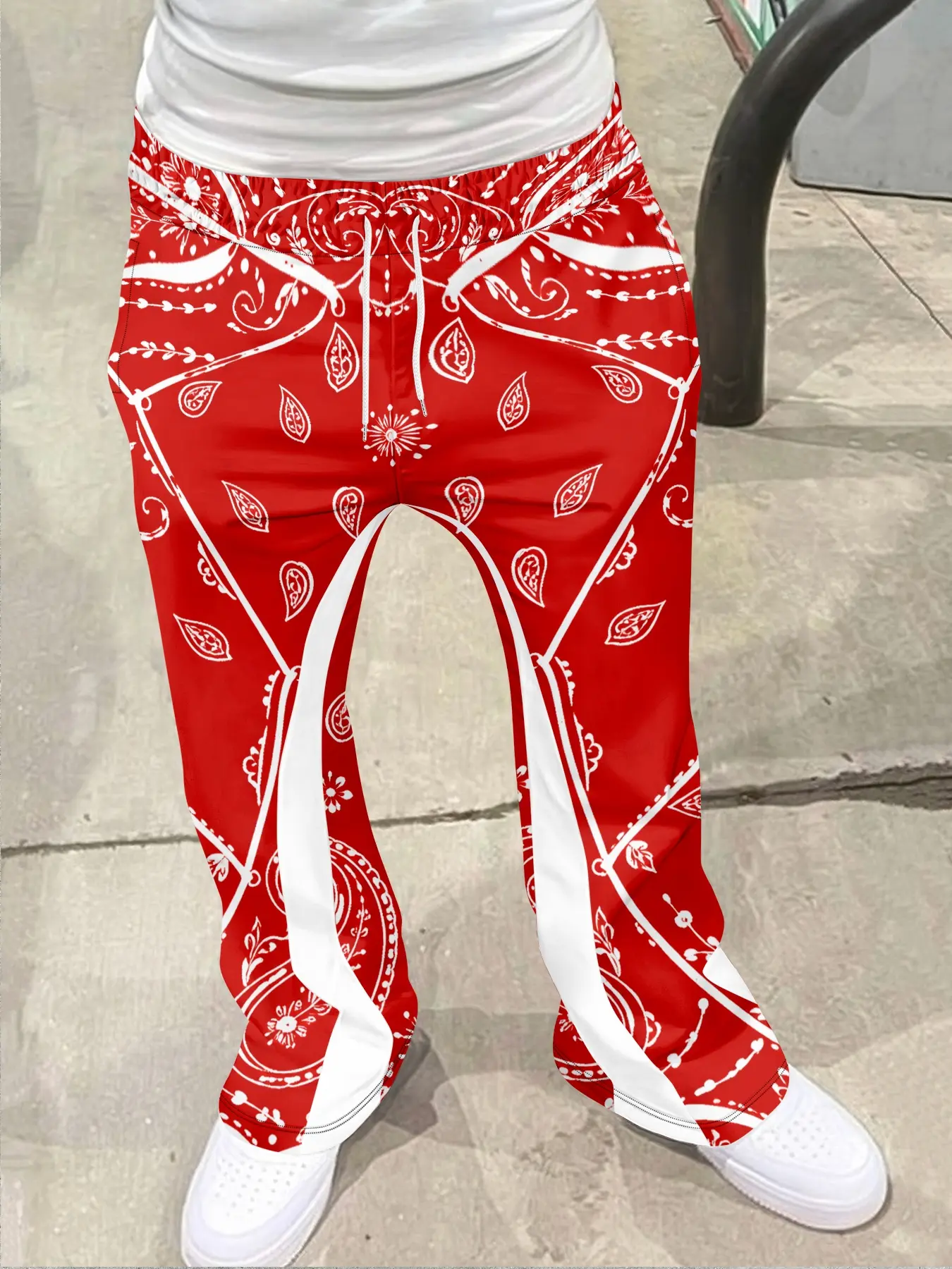 Men's Loose Fit Bandana Paisley Print Pants, Casual Lounge Pant, Casual Straight Leg, Casual Sporty Streetwear, Casual Streetwear Trousers, Fitted Hip Hop Vintage Long Pants, Casual Bottom, All Seasons, Fashion, Casual Wear Bottoms