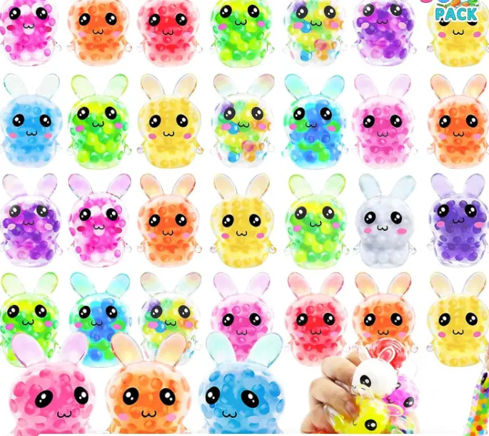 36 Pack Bunny Stress Balls, 12 Color Squishy Fidget Toys for Kids, Stress Relief Sensory Balls, Birthday Party Favors, Classroom Prizes, Goodie Bag Fillers, Pinata Stuffers