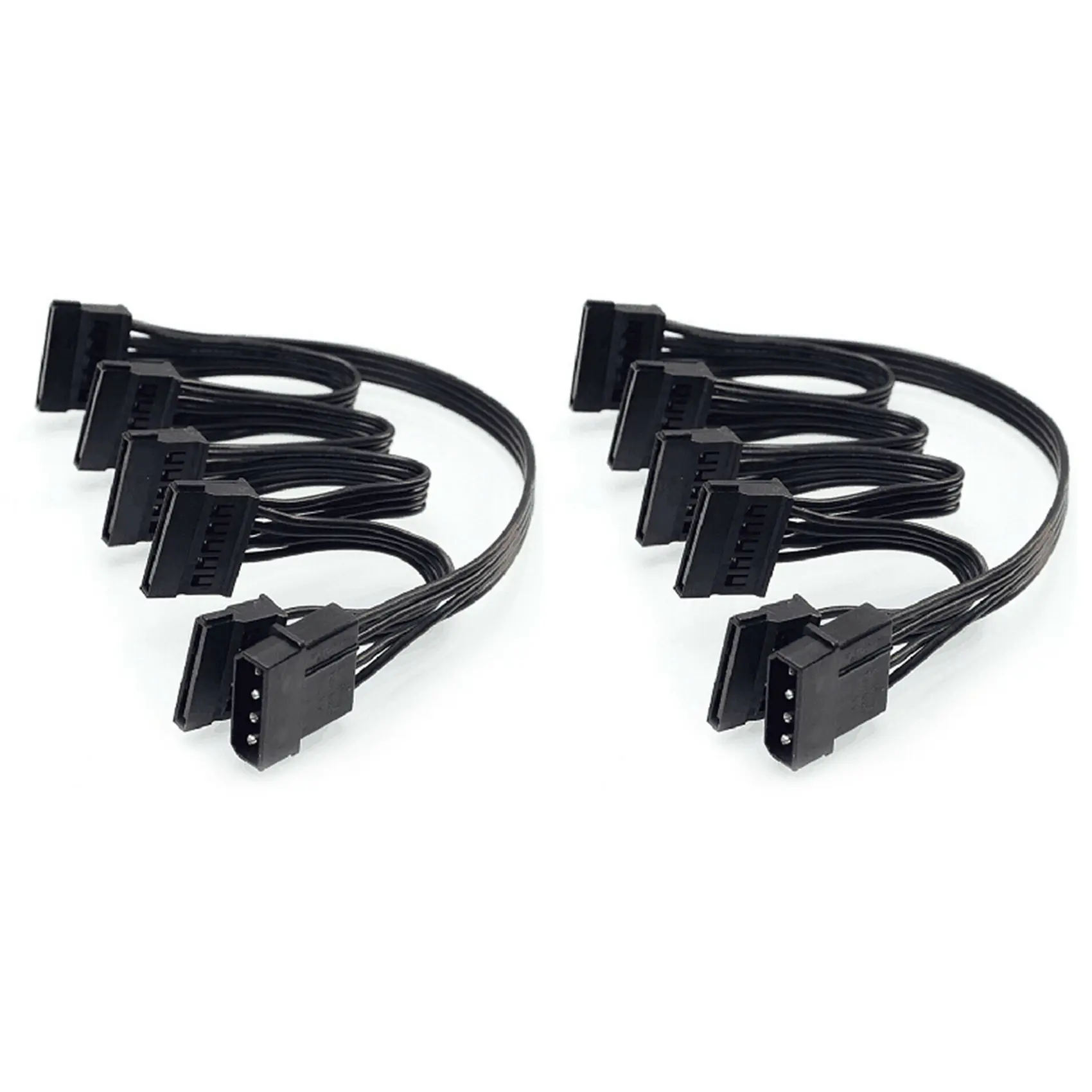 2*4Pin IDE to SATA HDD/SSD Power Cable, 5-Port Multiport 4Pin Molex Multi-Connector 18AWG Flat Parallel Wire Cord, 600mm High Current Supply with Easy Connect Wiring Perforation for PC Systems, Car Exterior Accessory Compatible, Pvc Insulated