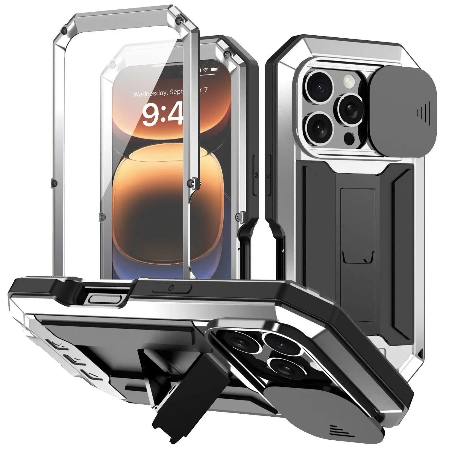 Military-Grade Smartphone Protection Casing, Waterproof Shockproof Aluminium Gorilla Glass Cover for iPhone 16 17 Pro Max, 15, 14, 13 Mobile Phone Accessories