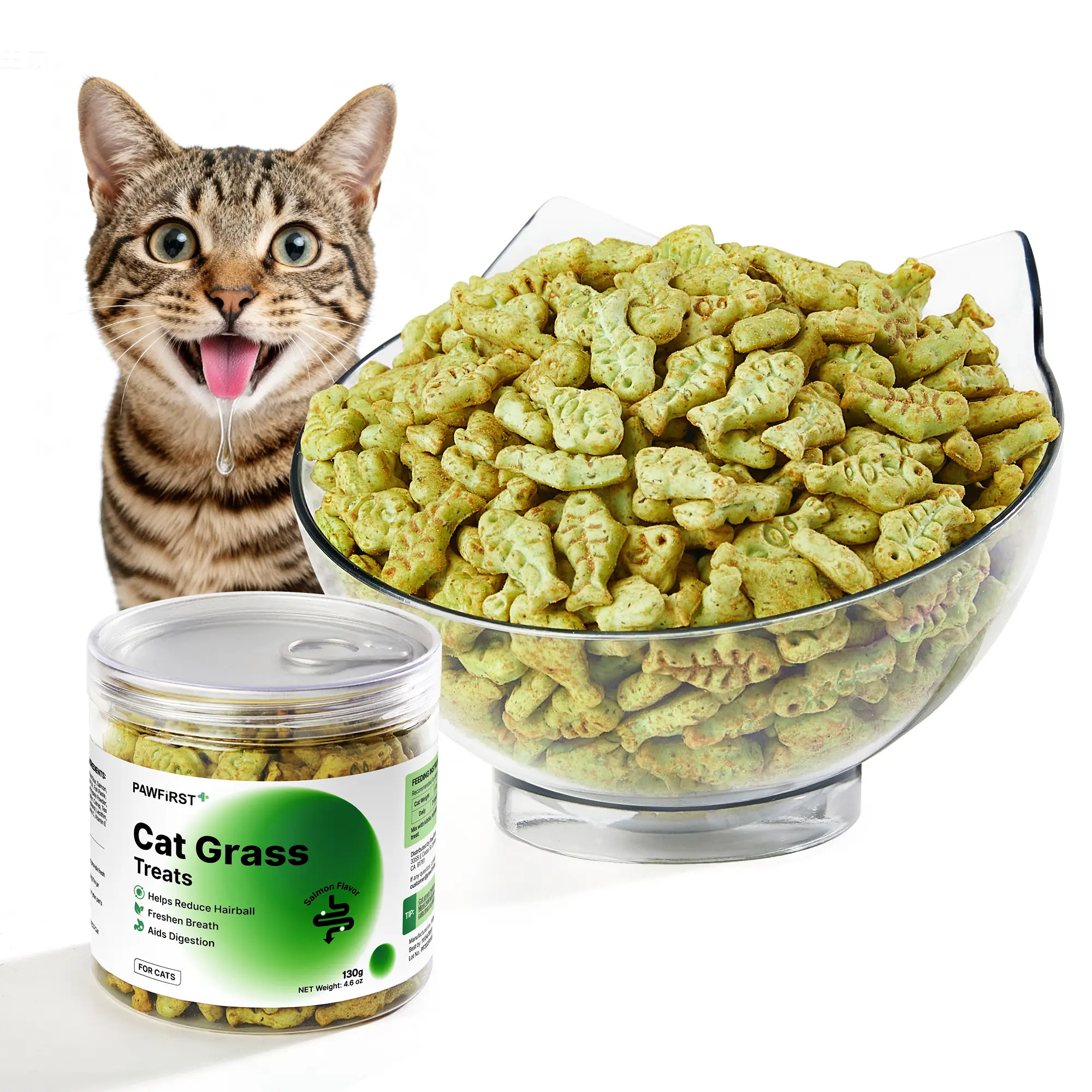 PawFirst Cat Treats, Cat Grass Hairball Control Biscuits – Low-Temperature Baked Natural Salmon Flavor, Indoor Kitten Training Snacks for Teeth Cleaning, XX oz #SummerVibes #petlovers