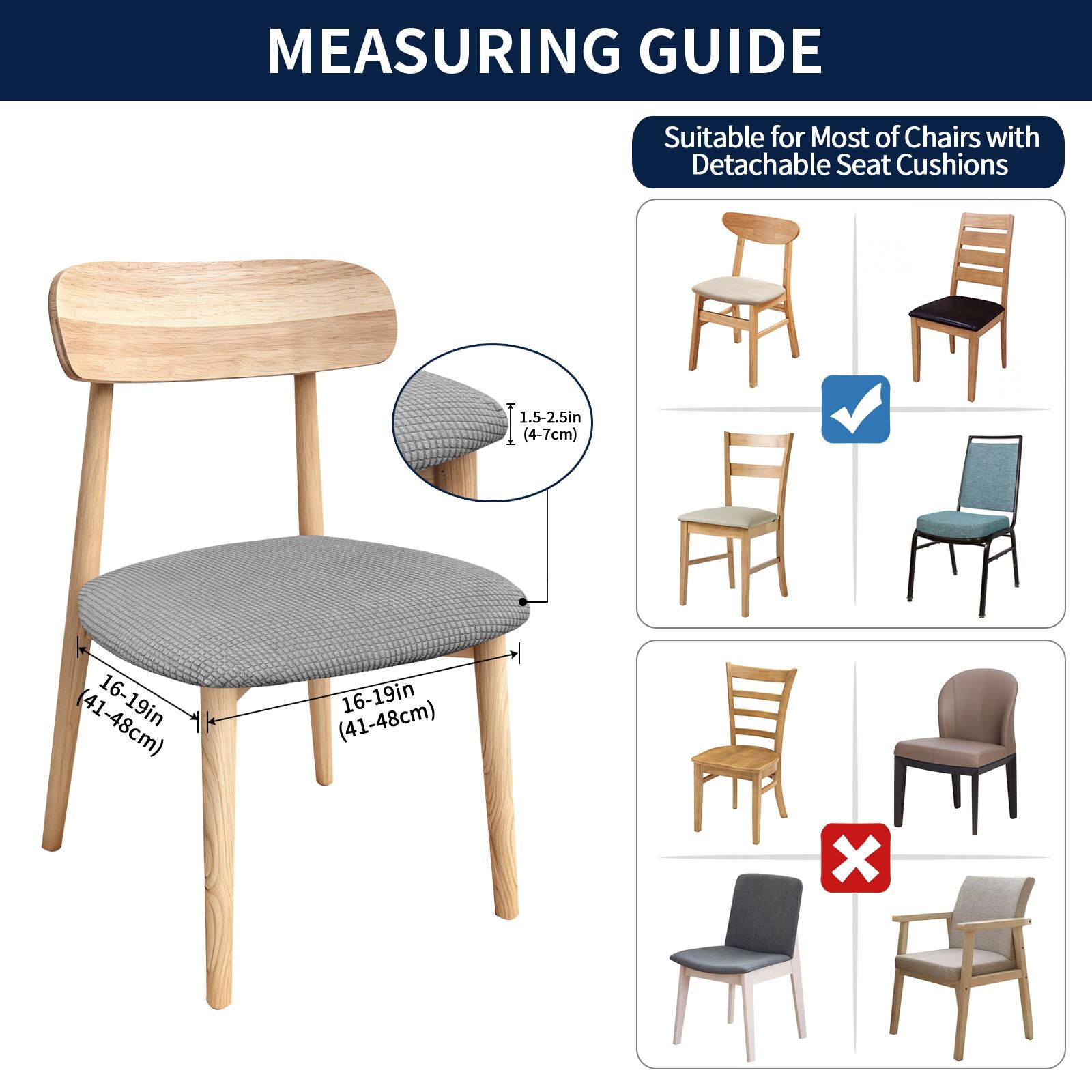 Easy-Going Removable Seat Covers Set of 4/6, Waterproof Spillproof Stretch Chair Seat Slipcovers with Elastic Ties, Washable Dining Chair Covers, Kitchen Hacks, Homedecor