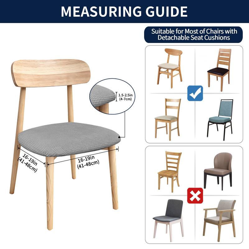 Easy-Going Removable Seat Covers Set of 4/6, Waterproof Spillproof Stretch Chair Seat Slipcovers with Elastic Ties, Washable Dining Chair Covers, Kitchen Hacks, Christmas Homedecor Easy-Going Removable Seat Covers Set of 4/6, Waterproof Spillproof Stretch Chair Seat Slipcovers with Elastic Ties, Washable Dining Chair Covers, Kitchen Hacks, Christmas Homedecor
