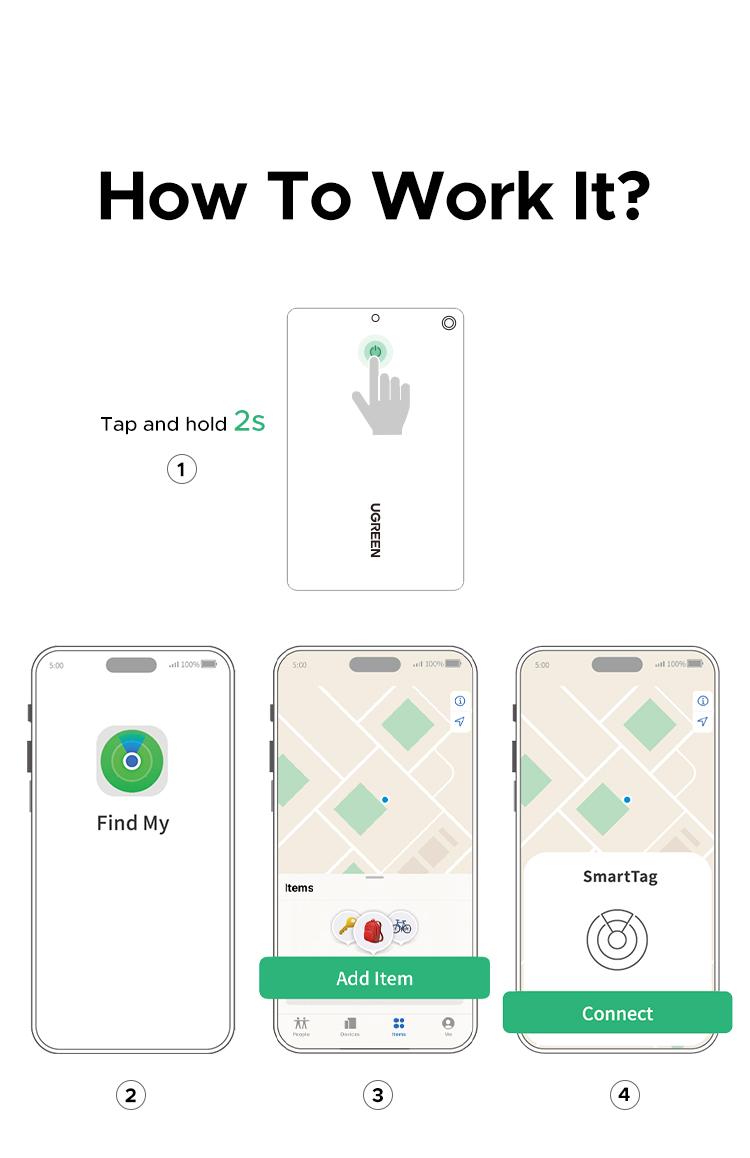 UGREEN FineTrack Slim Smart Finder Compatible with Apple Find My (iOS Only), Wallet Finder, IP68 Waterproof Rechargeable Bluetooth Tracker Card-Button Device Magnetic,TikTokShopBlackFriday ,TikTokShopHolidayHaul