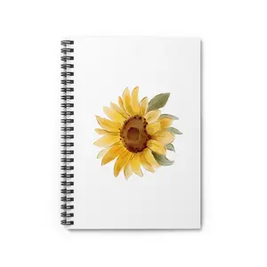 Yellow Sunflower Watercolor Spiral Notebook | Ruled Notebook