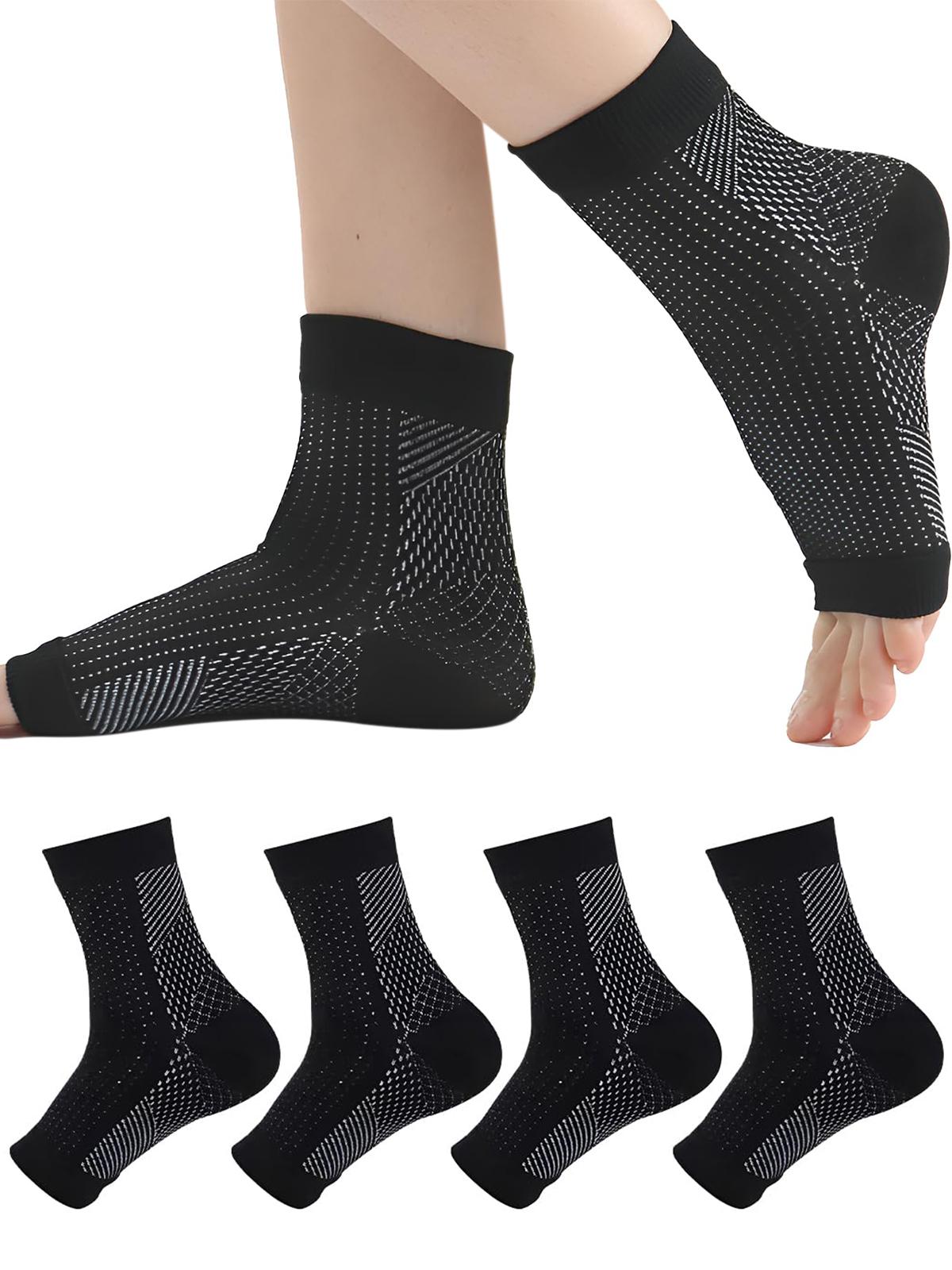 4Pair Plantar Fasciitis Compression Socks - Plantar Fasciitis Relief for All Day Wear - Best Ankle Sleeve and Arch Support for Foot Pain and Comfort Black compressionsocks