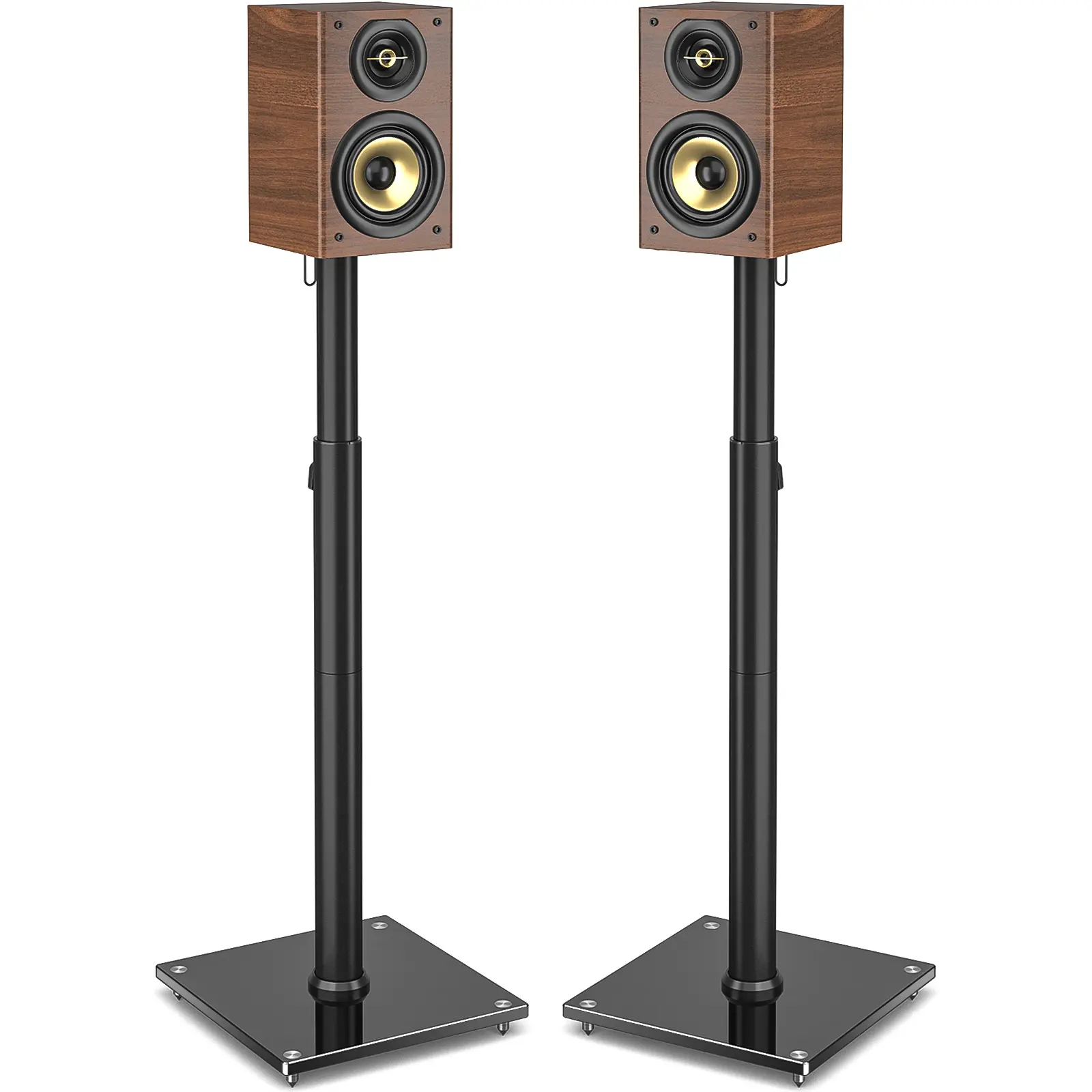 Rfiver Universal Speaker Stands Pair for Surround Sound, 32" to 43" Height Adjustment Bookshelf Speakers Stand Each Holds 11lbs Speaker, Floor Speaker Stand Built-in Cable Management, Black, 1 Pair