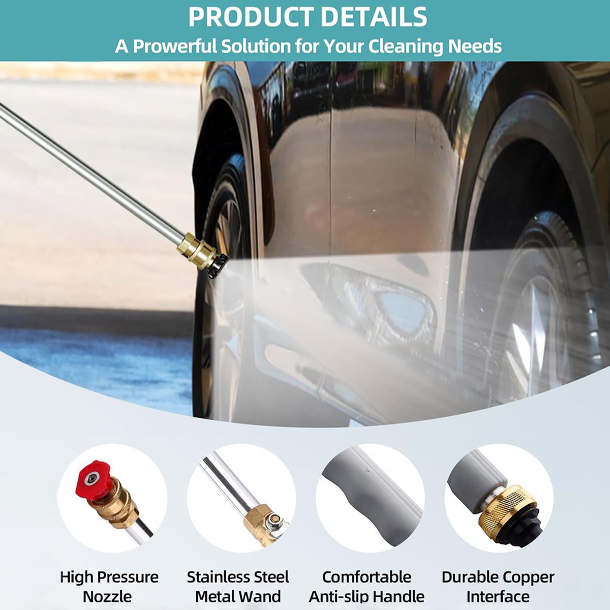 Jet Nozzle Power Washer for Garden Hose, Includes 2 High-Pressure Nozzles and Quick Connectors | Hydro Jet High Pressure Washer Tools