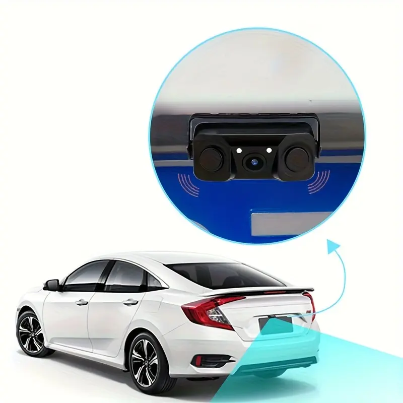 1PC 3-in-1 Parking Sensor Camera with LED Night Vision, Rearview Display & Alarm - Video, Wide Angle Lens, 93°-111° Field of View, Durable Construction