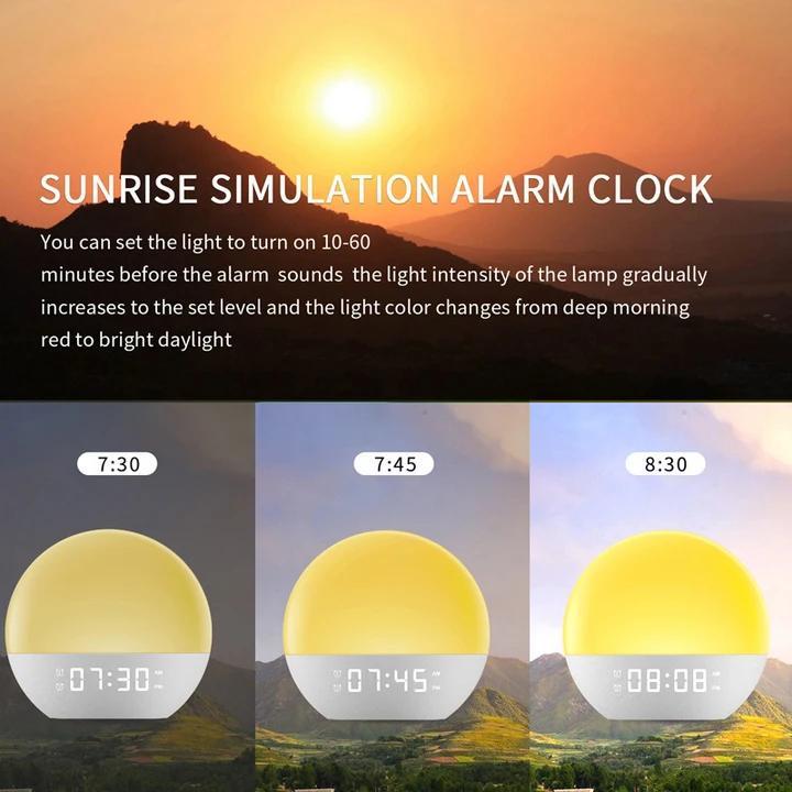 Sunrise Alarm Clock, White Noise Machine for Sleep, Upgraded Backlit Buttons, Bluetooth Speaker, Dimmable Night Light for Heavy Sleeper, Adults, Kids