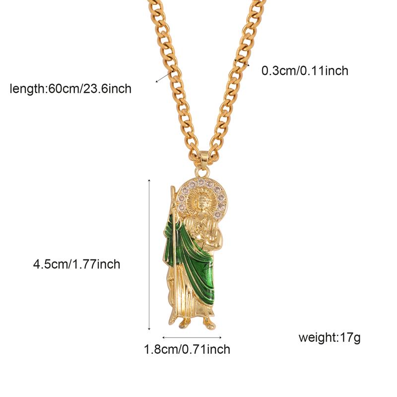 San Judas Tadeo Chain Jesus Necklace Builder Necklace Joye Riade San Juda Saint Jude Rhinestone Cross San Juda
