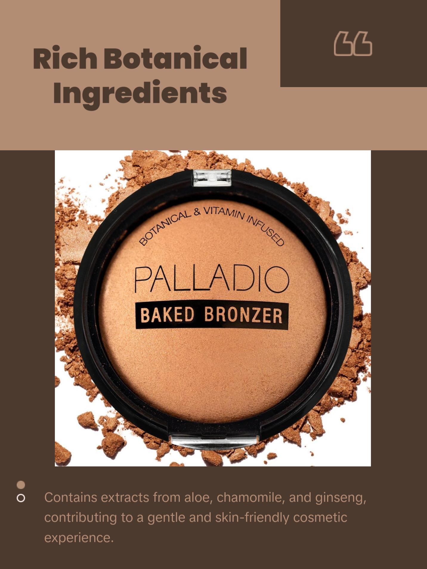 Palladio Baked Bronzer, Highly Pigmented and Easy to Blend, Shimmery Bronzed Glow, Use Dry or Wet, Lasts all day long, Provides Rich Tanning Color Finish, Powder Compact Palladio Baked Bronzer, Highly Pigmented and Easy to Blend, Shimmery Bronzed Glow, Use Dry or Wet, Lasts all day long, Provides Rich Tanning Color Finish, Powder Compact