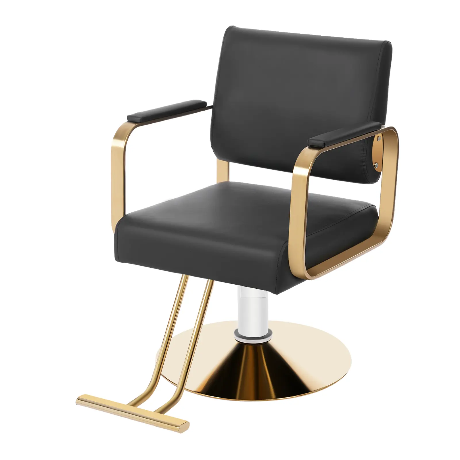 PU Leather Hydraulic Barber Chair - 360° Swivel, Height-Adjustable (31.9-35.4 in), Electroplating Carbon Steel Frame, Comfortable Armrests & Footrest, 440.92 Lbs Capacity, 59*58*38 cm, for Hair Salon & Home Use