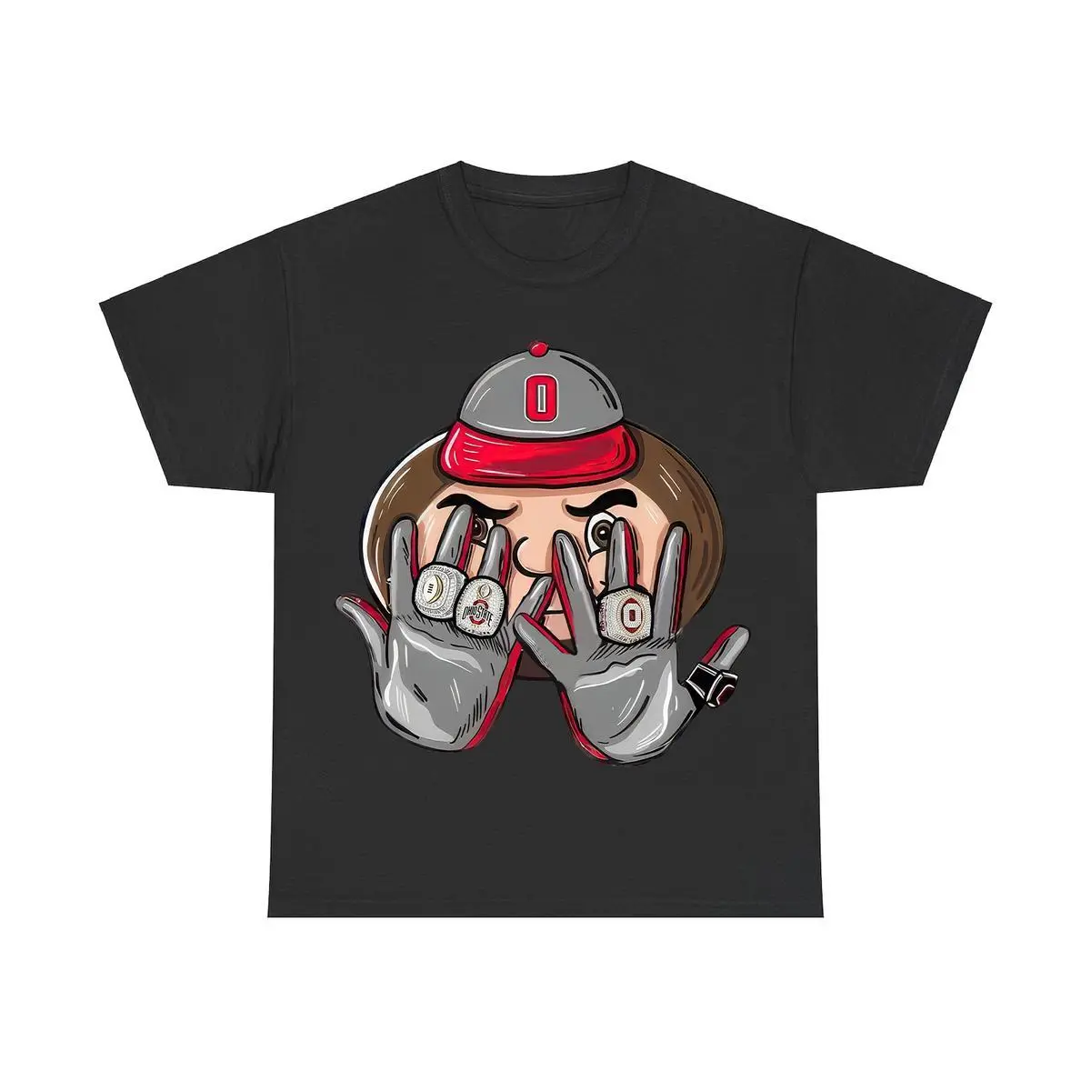 Ohio State Buckeyes Champion Ring Tshirt, College Football Tee, 2025 Playoff National Champions Ring Red Crew, Game Day Wear