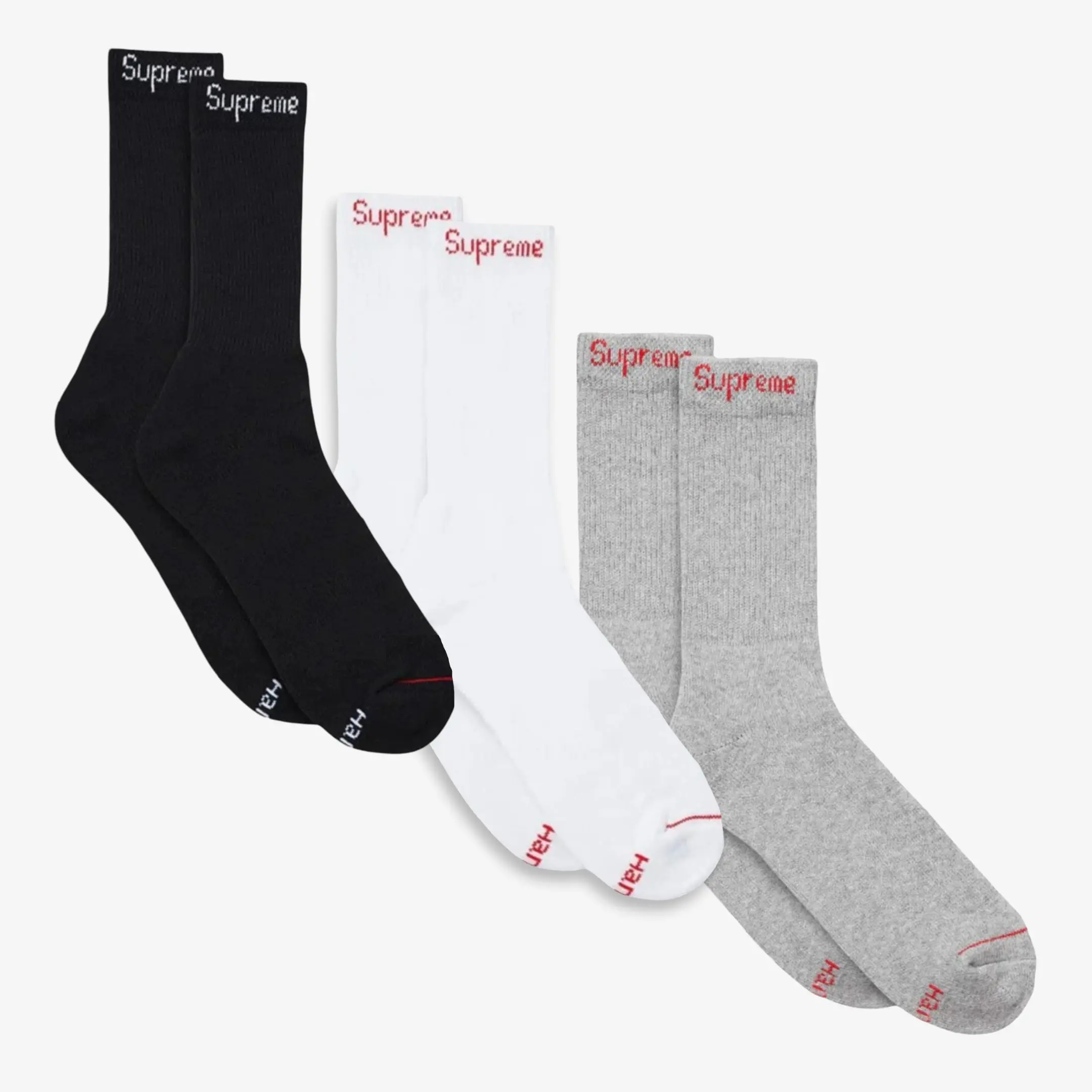 Supreme x Hanes Cushion Crew Socks (1 Single Pair of Socks)