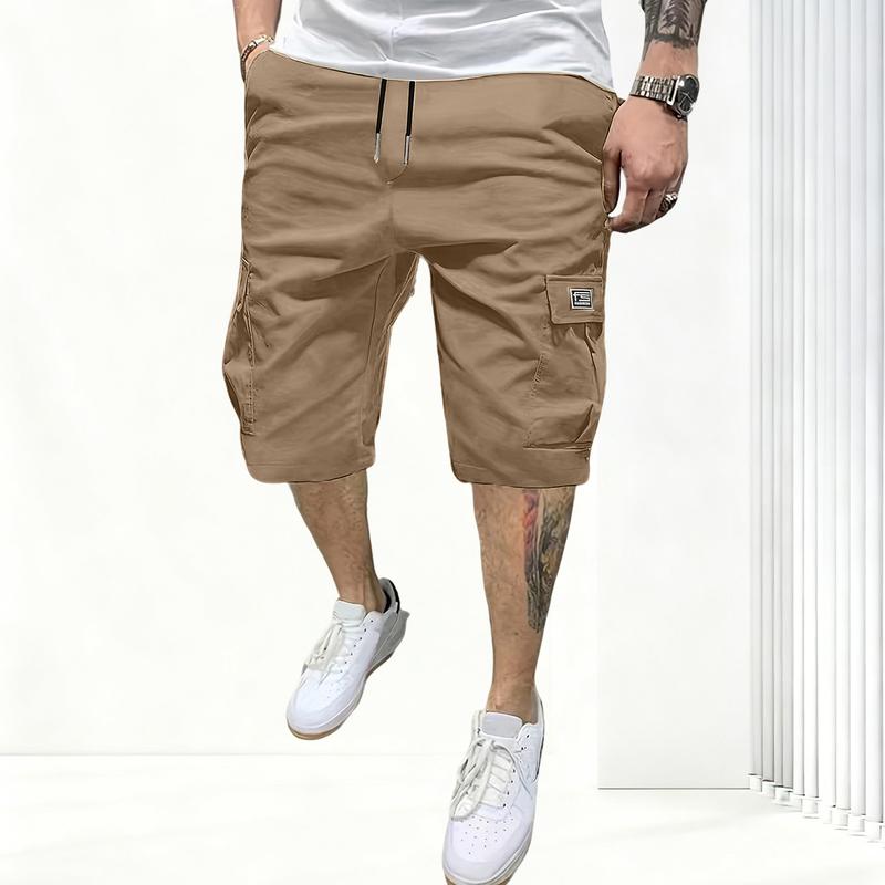 Men's Casual Cargo Shorts Classic Stretch Waistband Drawstring Outdoor Work Shorts with Multiple Pockets