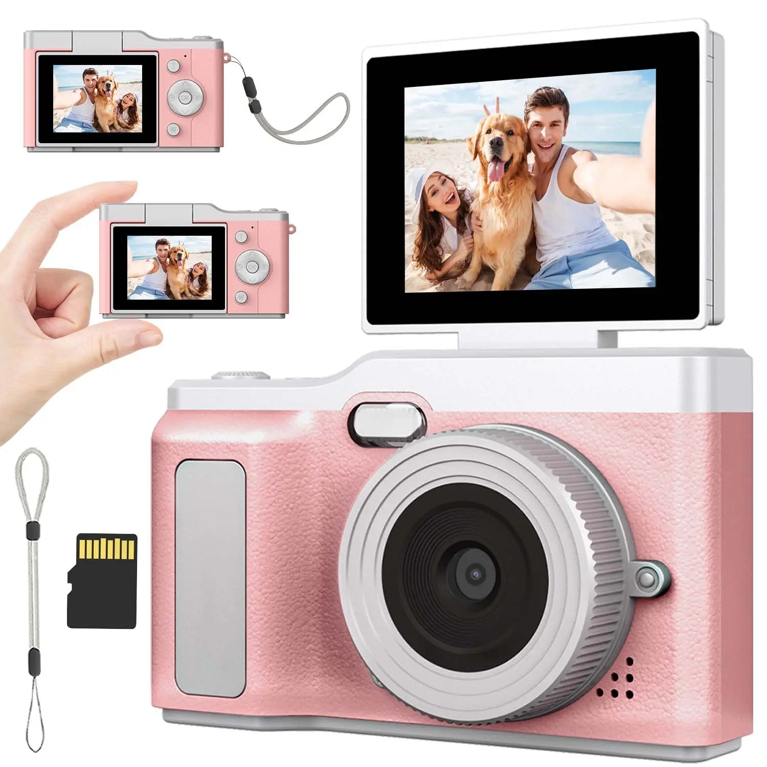 Digital Camera 8X Digital Zoom Cameras For Vlogging 2.4''IPS screen Rechargeable Camera Photography Professional Camera For Teenagers, And Beginners With Card Reader, OTG, Support For Taking Photos, Recording Videos, And Webcam, For Thanksgiving Christma