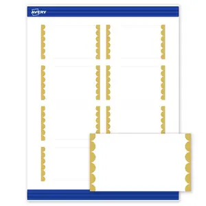 Avery Printable Rectangle Cards, 2" x 3.5", Matte White, Pre-printed Gold Dots Edge Design, Sure Feed Technology, Laser & Inkjet Compatible, 160 Total, Great for Branding, Marketing, and Events