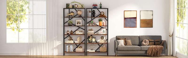 Tribesigns 71 Inch Industrial Bookshelf, 6 Shelf Etagere Bookcase, Free Standing Open Book Shelves Storage Display Shelf - Wood Shelving Units Organizer Rack for Bedroom, Home Office, Living Room, Study Room