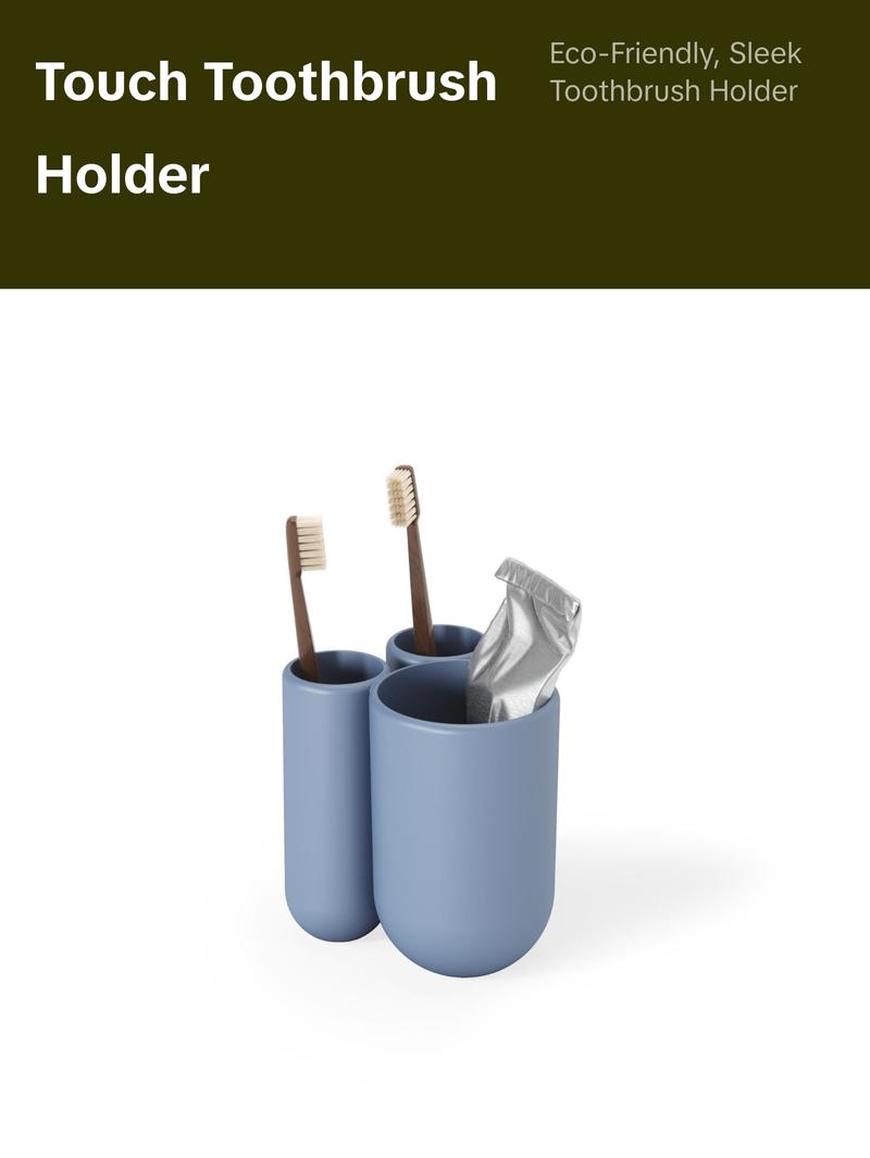 Umbra Touch Toothbrush Holder, Modern Organizer with 3 Compartments, Compact Design, Made with Recycled Plastics - Choose Your Pack Box Matte