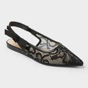 Women's London Lace Sling Back Bow Flats - A New Day