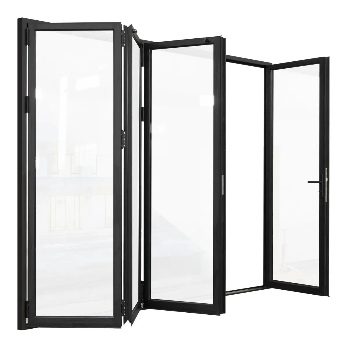 144 in. x 96 in. Matte Black Right to Left Out-Swing Thermal Break Aluminum Folding Patio Door with Locks