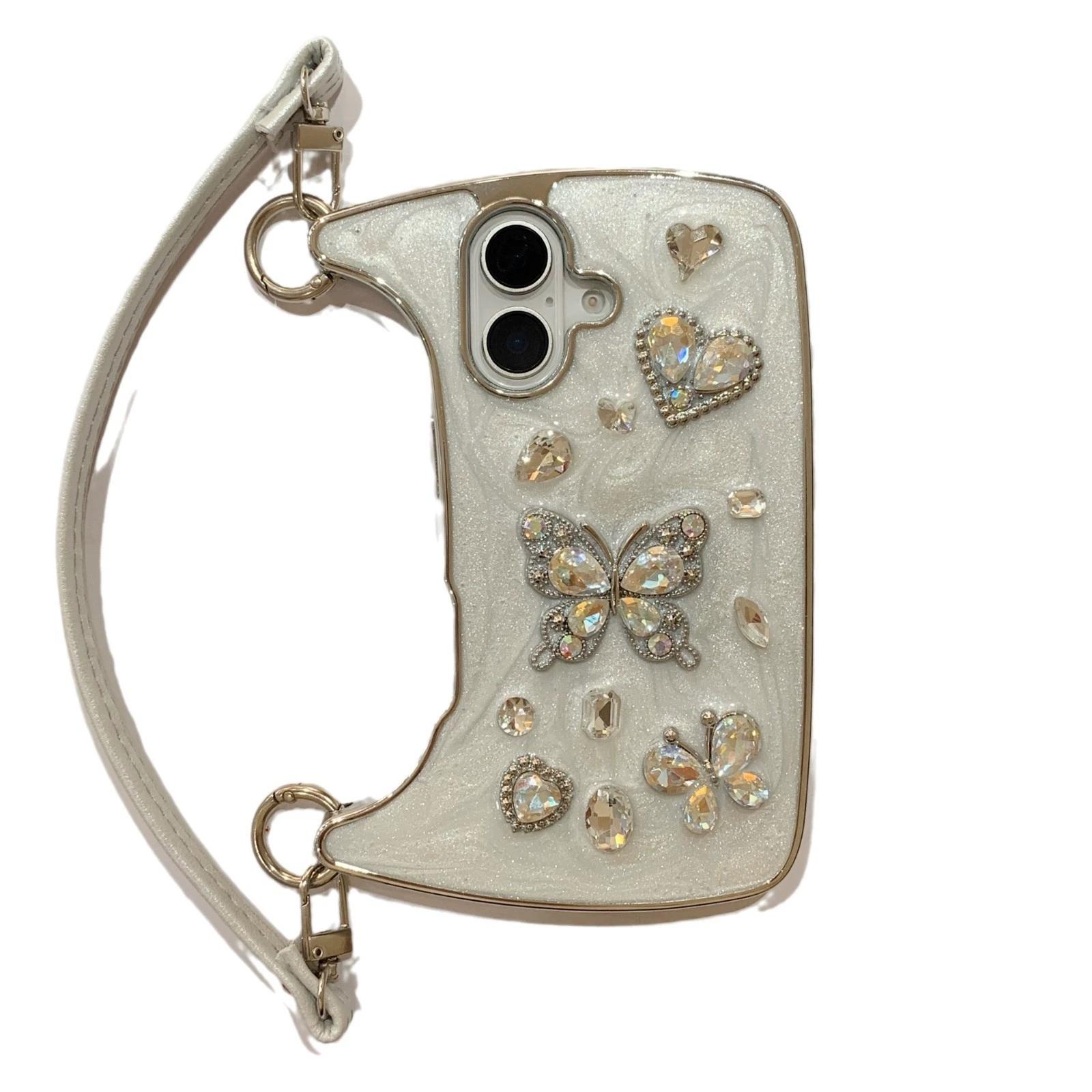 Compatible with for iPhone 17 Pro Max /17 Air/16 Plus /15/14/13 Butterfly heart-shaped three-dimensional phone case HN1224-06