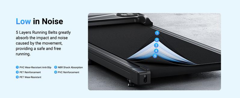 Walking Pad Treadmill with Wheels, 2.5HP and 265 lbs Weight Capacity Remote Control, LED Display, Portable Under Desk Treadmill for Home/Office Small Spaces