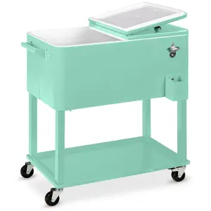 Best Choice Products 80qt Steel Rolling Cooler Cart w/ Bottle Opener, Catch Tray, Drain Plug, Locking Wheels Best Choice Products 80qt Steel Rolling Cooler Cart w/ Bottle Opener, Catch Tray, Drain Plug, Locking Wheels