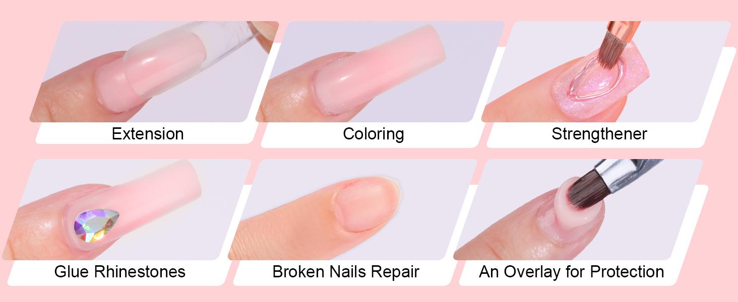 Makartt Luxury Poly Nail Gel Set - 15ML 6 Pcs Set with Long Lasting Natural-Looking Gel Builder for Nail Art, Salon, Manicure & DIY at Home - Uv Makartt Luxury Poly Nail Gel Set - 15ML 6 Pcs Set with Long Lasting Natural-Looking Gel Builder for Nail Art, Salon, Manicure & DIY at Home - Uv