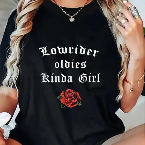 100% Cotton Unisex Lowrider Shirts For Women Lowrider Oldies Kinda Girl Gift T-Shirt
