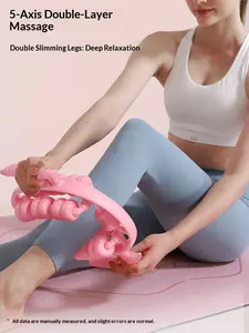 26-wheel 360° Deep Tissue Circular Massage Roller for Leg Calf Waist Arm Hip Muscle Relaxation & Fascia Release Yoga Fitness Body Shaping Tool with Safety Leg Clamp Available in Rose Purple and Green