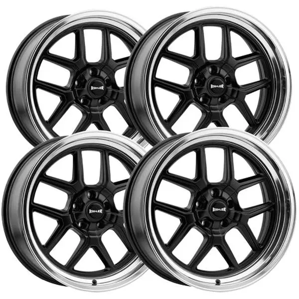 (Set of 4) Staggered-Ridler 610 20x8.5,20x10 5x5" 0mm Matte Black Wheels Rims