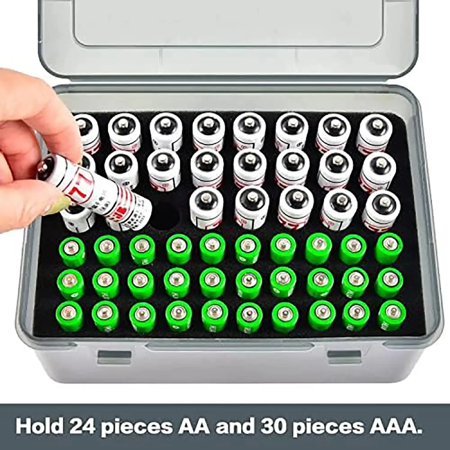 Battery Storage Rack Holds Up to 54 Aa Aaa Batteries, Durable Reinforced High Capacity Organizer Box for Garage & Home Use, Convenient Drawer Storage Solution