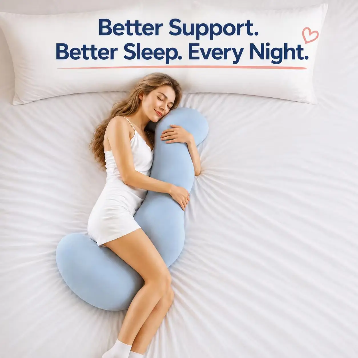 【Back to School】Upgraded Extra-Long Fullbody Ergonomic Cooling Anti-Bacterial Pillow - Supports Back, Belly, Hips, Leg/Knee - For Pregnant Maternity Side Sleepers, Back Pain Relief, Fullbody Ergonomic Pillow