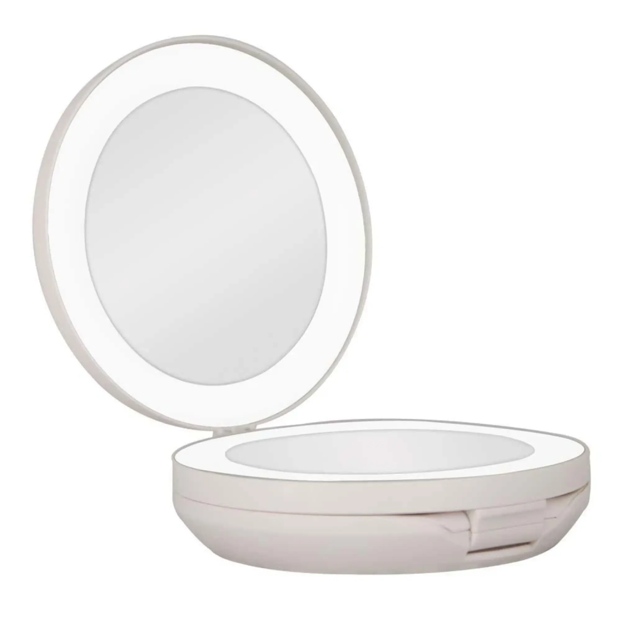 Zadro Lighted Makeup Mirror, 4.75" Round Shape, Dual LED, 10X/1X Magnification, Travel Use Mirror LEDT01, Bright Led Compact Mirrors, Built-In Lights Compact Mirrors