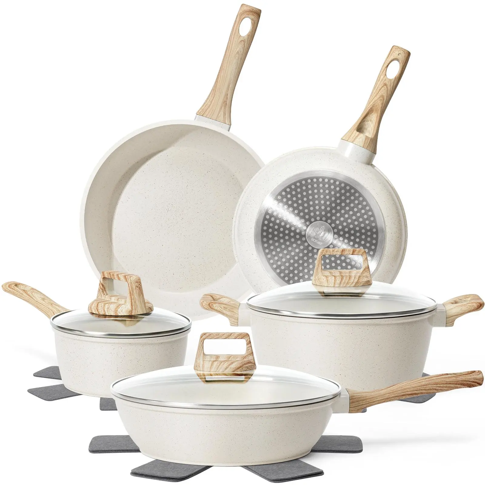 [New] SODAY 12pcs POTS and Pans Set,NonStick Granite Cookware Set Induction Cookware, Non-Toxic Healthy Non-Stick Kitchen Cooking Set,Kitchenware,stock up on specials,backtoschool, glowup