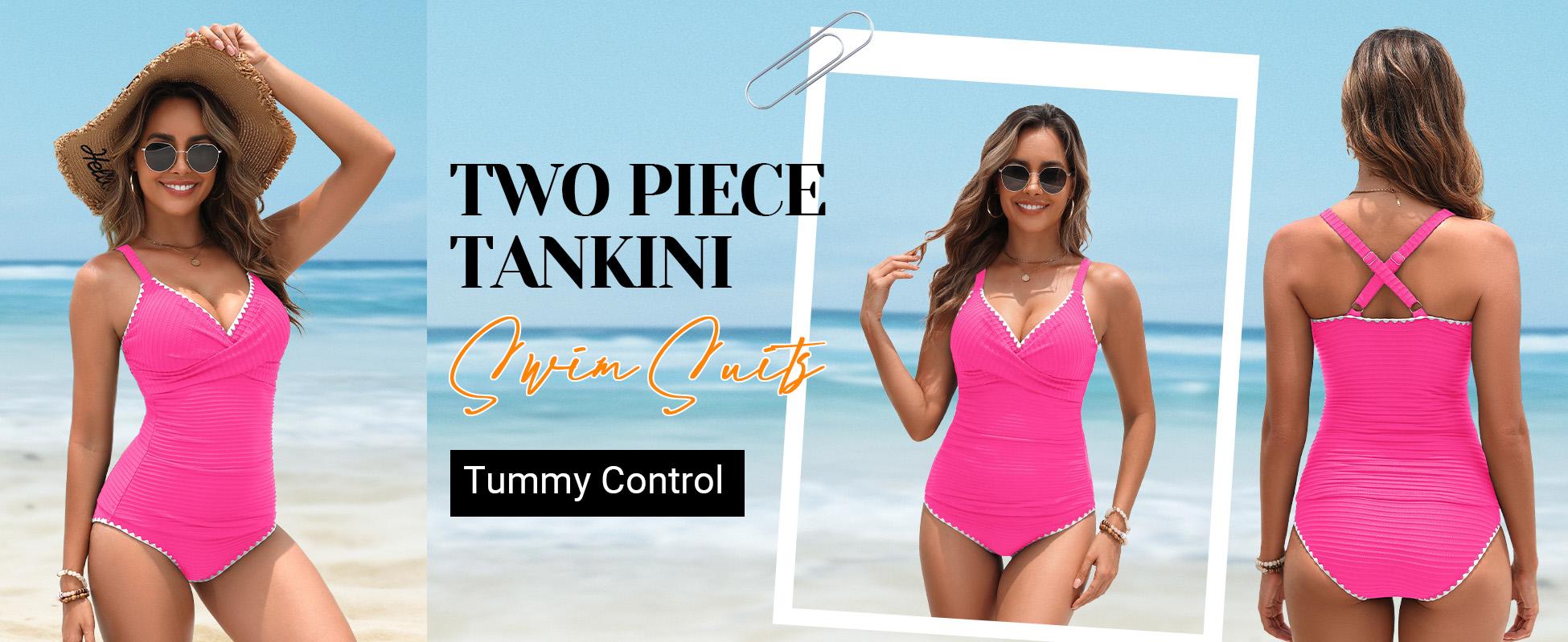 Daci Women's Tankini Swimsuits - Tummy Control Bathing Suits Two Piece Ribbed Twist 2026 Swimwear with High Waisted Bottom